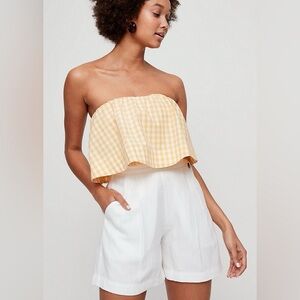 Wilfred Bonaventure Cropped Flouncy Gingham Tube Top